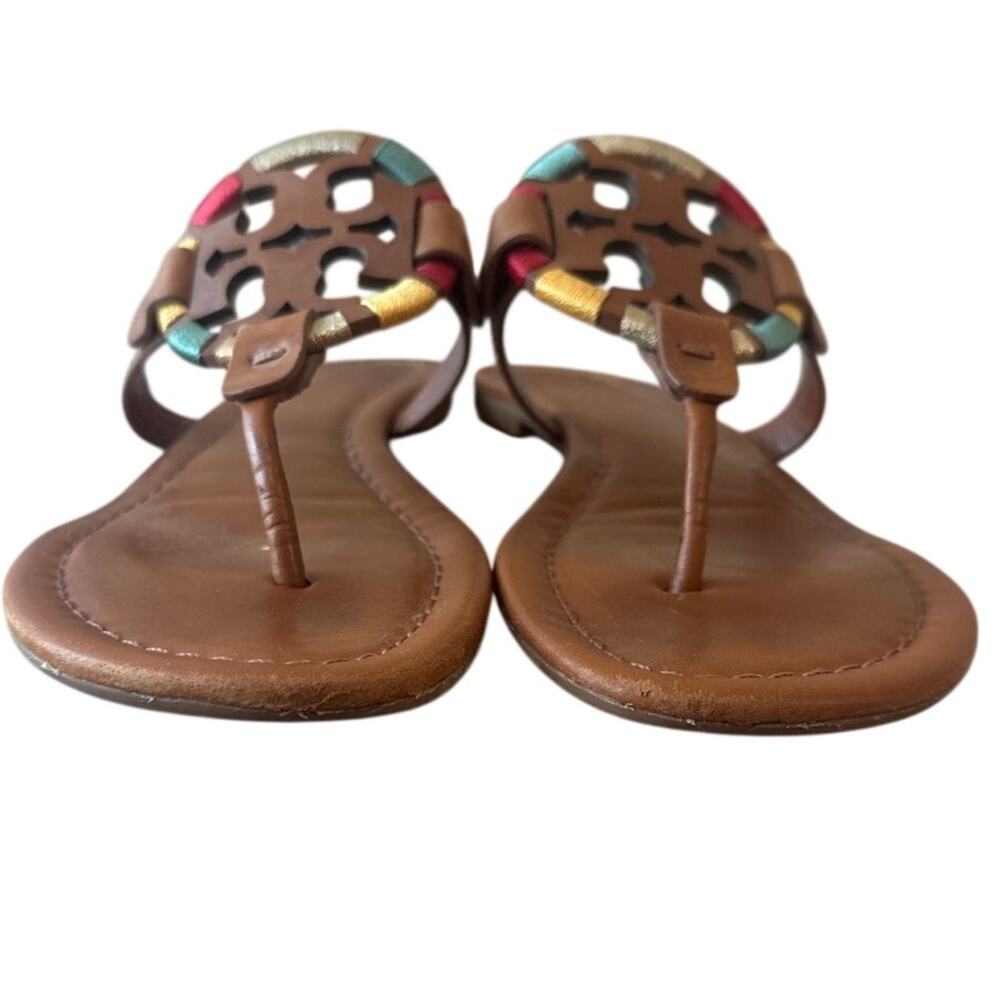 Tory Burch Miller Wrapped Logo Sandals Vachetta Multi Size 8 - Picture 2 of 13